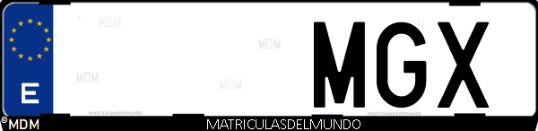 Imágen de matrícula de coche con letras MGX de España