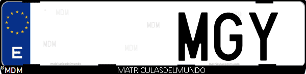 Imágen de matrícula de coche con letras MGY de España