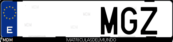 Imágen de matrícula de coche con letras MGZ de España