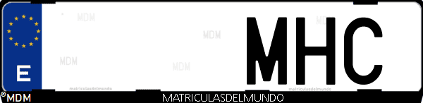 Imágen de matrícula de coche con letras MHC de España