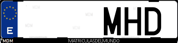 Imágen de matrícula de coche con letras MHD de España