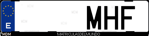 Imágen de matrícula de coche con letras MHF de España