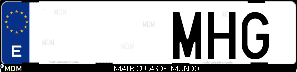 Imágen de matrícula de coche con letras MHG de España