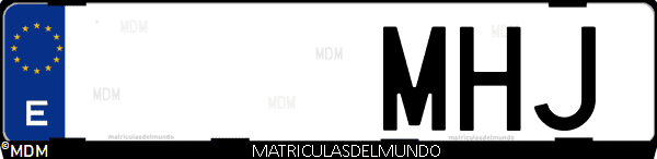 Imágen de matrícula de coche con letras MHJ de España