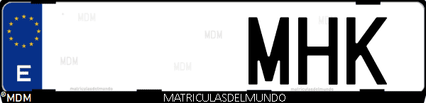Imágen de matrícula de coche con letras MHK de España