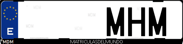 Imágen de matrícula de coche con letras MHM de España