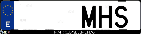Imágen de matrícula de coche con letras MHS de España