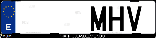 Imágen de matrícula de coche con letras MHV de España