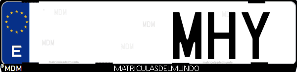 Imágen de matrícula de coche con letras MHY de España