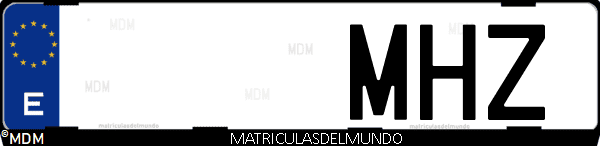 Imágen de matrícula de coche con letras MHZ de España