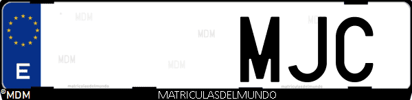 Imágen de matrícula de coche con letras MJC de España