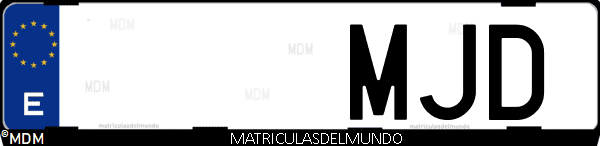 Imágen de matrícula de coche con letras MJD de España