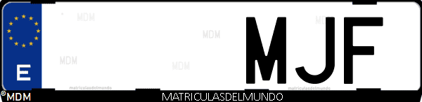 Imágen de matrícula de coche con letras MJF de España