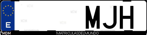 Imágen de matrícula de coche con letras MJH de España