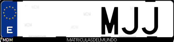 Imágen de matrícula de coche con letras MJJ de España