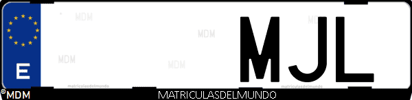 Imágen de matrícula de coche con letras MJL de España
