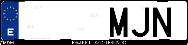 Imágen de matrícula de coche con letras MJN de España