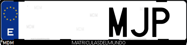 Imágen de matrícula de coche con letras MJP de España