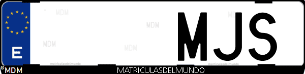 Imágen de matrícula de coche con letras MJS de España
