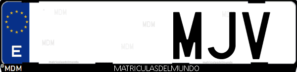 Imágen de matrícula de coche con letras MJV de España