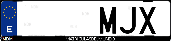 Imágen de matrícula de coche con letras MJX de España