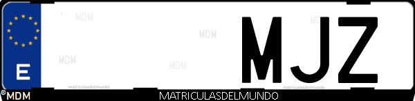 Imágen de matrícula de coche con letras MJZ de España