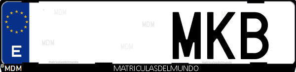 Imágen de matrícula de coche con letras MKB de España