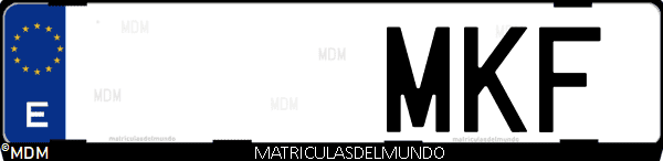 Imágen de matrícula de coche con letras MKF de España