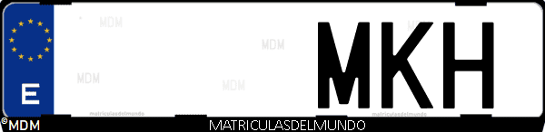 Imágen de matrícula de coche con letras MKH de España