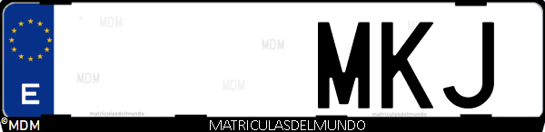 Imágen de matrícula de coche con letras MKJ de España