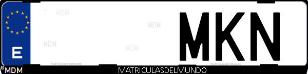 Imágen de matrícula de coche con letras MKN de España