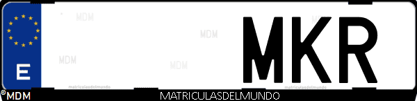 Imágen de matrícula de coche con letras MKR de España