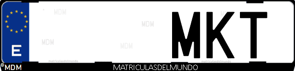 Imágen de matrícula de coche con letras MKT de España