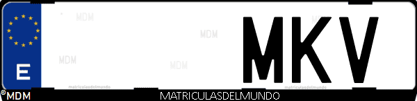 Imágen de matrícula de coche con letras MKV de España