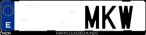 Imágen de matrícula de coche con letras MKW de España