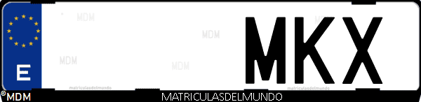 Imágen de matrícula de coche con letras MKX de España