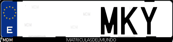 Imágen de matrícula de coche con letras MKY de España