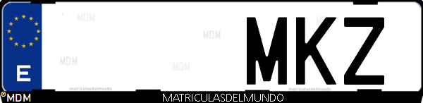 Imágen de matrícula de coche con letras MKZ de España