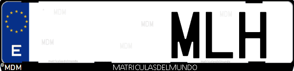Imágen de matrícula de coche con letras MLH de España