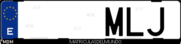 Imágen de matrícula de coche con letras MLJ de España