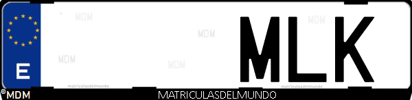 Imágen de matrícula de coche con letras MLK de España