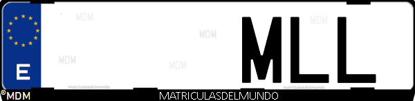 Imágen de matrícula de coche con letras MLL de España