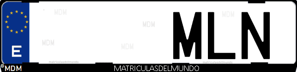 Imágen de matrícula de coche con letras MLN de España