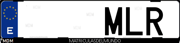 Imágen de matrícula de coche con letras MLR de España