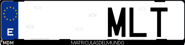 Imágen de matrícula de coche con letras MLT de España