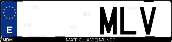 Imágen de matrícula de coche con letras MLV de España