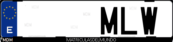 Imágen de matrícula de coche con letras MLW de España