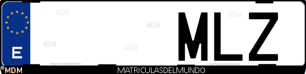 Imágen de matrícula de coche con letras MLZ de España