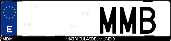 Imágen de matrícula de coche con letras MMB de España