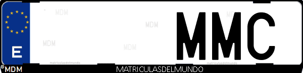 Imágen de matrícula de coche con letras MMC de España